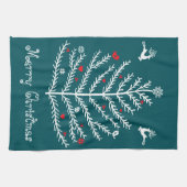 Leuke feestelijke Nordic Blauwgroen Kerstboom Hert Theedoek (Horizontaal)