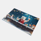Leuke feestelijke Polar Beer Bartender Illustratie Deurmat (Schuin)
