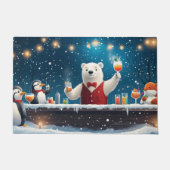 Leuke feestelijke Polar Beer Bartender Illustratie Deurmat (Voorkant)