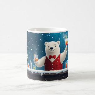 Leuke feestelijke Polar Beer Bartender Illustratie Koffiemok