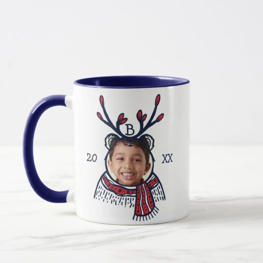 Leuke feestelijke Red Plaid Panda karakterfoto Mok (Links)