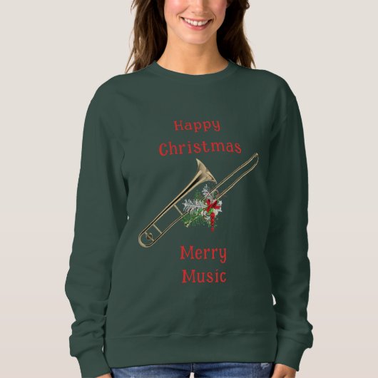 Leuke feestelijke trombone Happy Christmas vrolijk Trui (Voorkant)