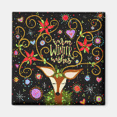 Leuke feestelijke vakantie rendieren warme wensen magneet (Voorkant)