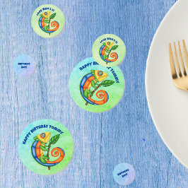 Leuke feestelijke verjaardag hagedis heldere kleur confetti