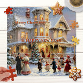 Leuke feestelijke vintage kerstpuzzel legpuzzel