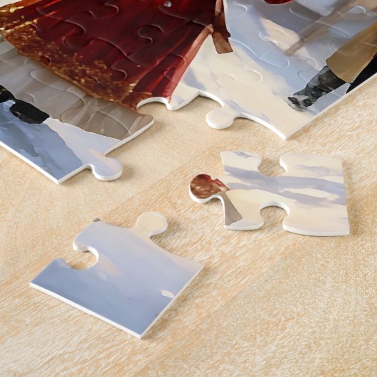 Leuke feestelijke vintage kerstpuzzel legpuzzel (Zijkant)