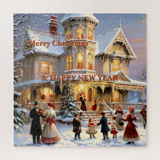 Leuke feestelijke vintage kerstpuzzel legpuzzel (Verticaal)