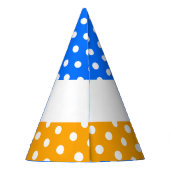 Leuke feestelijke witte polka stippen op helderbla feesthoedjes (Achterkant)