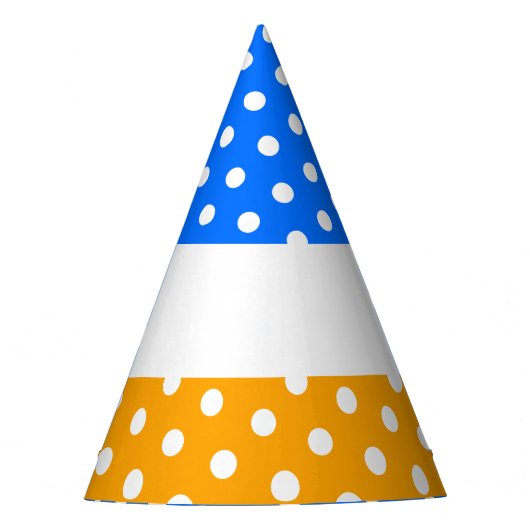 Leuke feestelijke witte polka stippen op helderbla feesthoedjes (Voorkant)