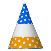 Leuke feestelijke witte polka stippen op helderbla feesthoedjes (Rechts)