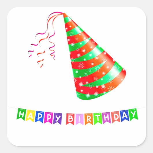 Leuke Feesthoed Met Glinsterende Decoraties Vierkante Sticker (Voorkant)