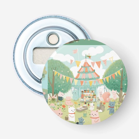 Leuke feestthema. Verjaardag Button Flesopener (Voorkant)