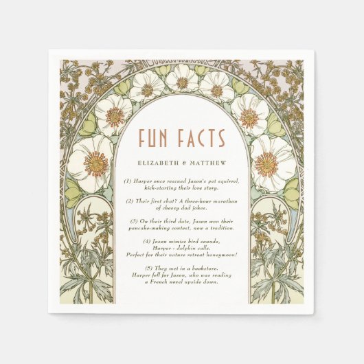 Leuke Feiten  Art Nouveau Bruiloft Servet (Voorkant)