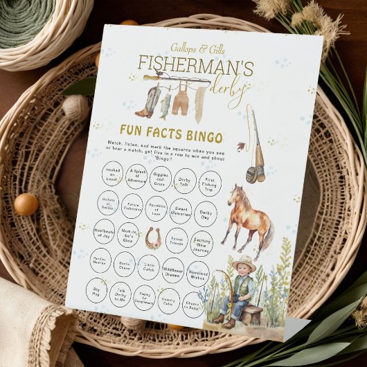 Leuke feiten Bingo Sign Fisherman's Derby Baby sho Reclamebord Met Voetstuk