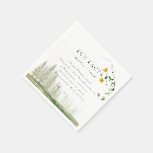 Leuke feiten Bos rustieke Boho Wildflower bruiloft Servet (Hoek)