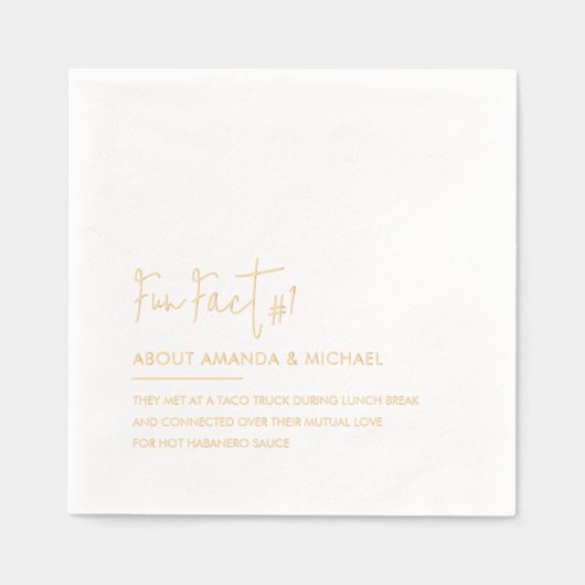 Leuke Feiten Bruid Bruidegom Gepersonaliseerde Tro Folie Servetten (Voorkant)