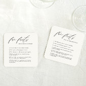 Leuke Feiten Bruiloft Onderzetter met Kalligrafie