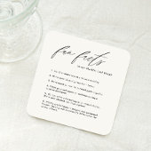 Leuke Feiten Bruiloft Onderzetter met Kalligrafie 