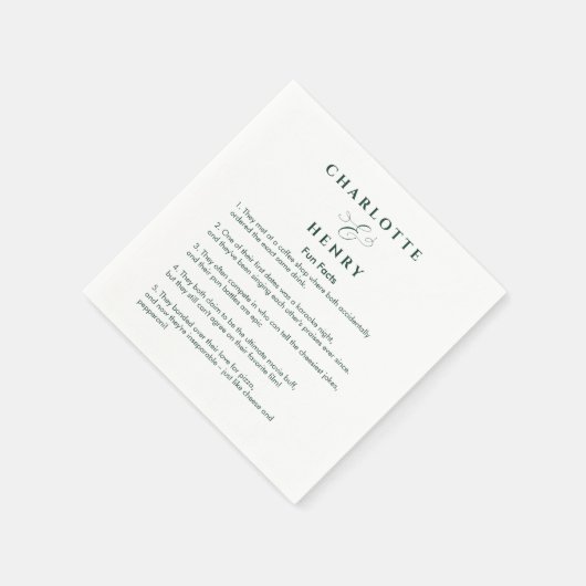 Leuke Feiten Elegante Groene & Witte Bruiloft Servet (Hoek)