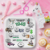 Leuke feiten Geboren in 1945 Verjaardag Papier Bor Papieren Bordje (Feest)