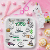 Leuke feiten Geboren in 1955 Verjaardag Papier Bor Papieren Bordje (Feest)