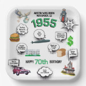 Leuke feiten Geboren in 1955 Verjaardag Papier Bor Papieren Bordje (Voorkant)