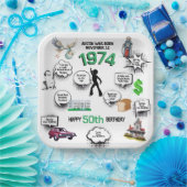 Leuke feiten Geboren in 1974 Verjaardag Papieren Bordje (Feest)