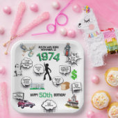 Leuke feiten Geboren in 1974 Verjaardag Papieren Bordje (Feest)