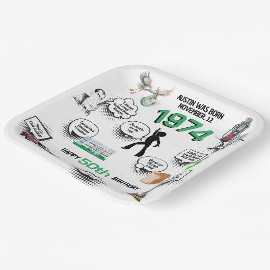 Leuke feiten Geboren in 1974 Verjaardag Papieren Bordje (Gebogen)