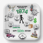 Leuke feiten Geboren in 1974 Verjaardag Papieren Bordje (Voorkant)