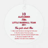 Leuke Feiten GEPERSONALISEERDE Foto Softbal Honkba Metalen Ornament (Achterkant)