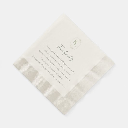 Leuke Feiten Groene Bloemen Monogram Bruiloft Servet (Hoek)