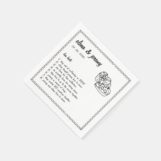 Leuke feiten Hand Geïllustreerde Bruiloft Feestser Servet (Hoek)