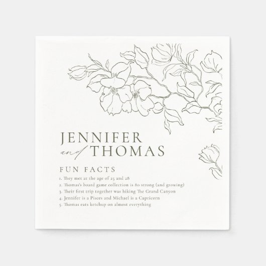 Leuke feiten hand getrokken bloemensalie groene br servet (Voorkant)