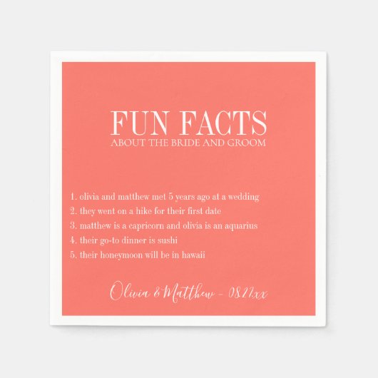 Leuke feiten Koraal gepersonaliseerd Servet (Voorkant)