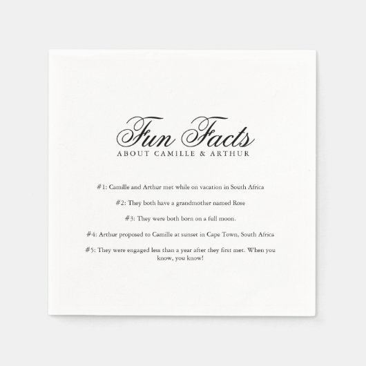 Leuke feiten minimalistisch monogram script papier servet (Voorkant)