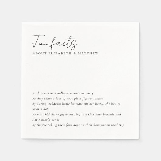 Leuke feiten minimalistisch script bruiloft servet (Voorkant)