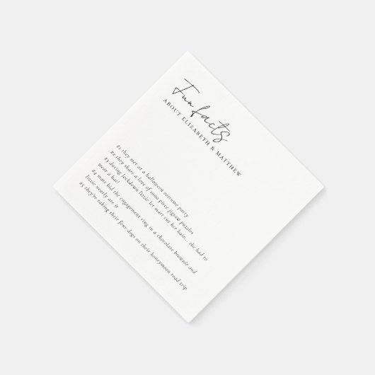 Leuke feiten minimalistisch script bruiloft servet (Hoek)