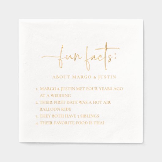 Leuke feiten minimalistische bruiloft folie servetten (Voorkant)