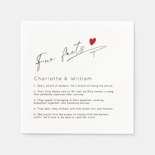 Leuke feiten minimalistische Modern Script bruilof Servet (Voorkant)