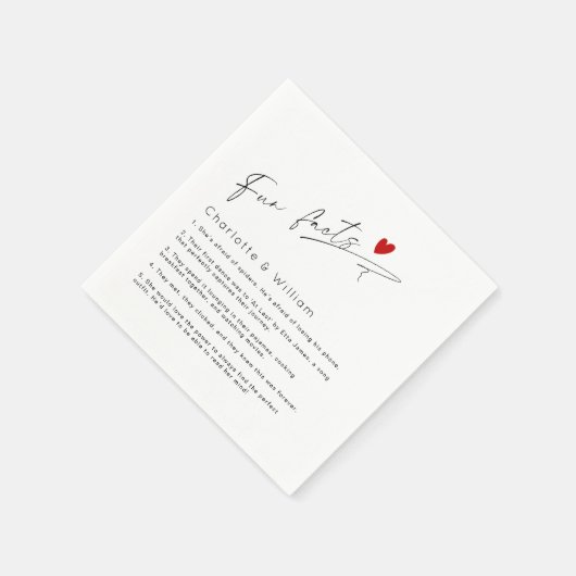 Leuke feiten minimalistische Modern Script bruilof Servet (Hoek)