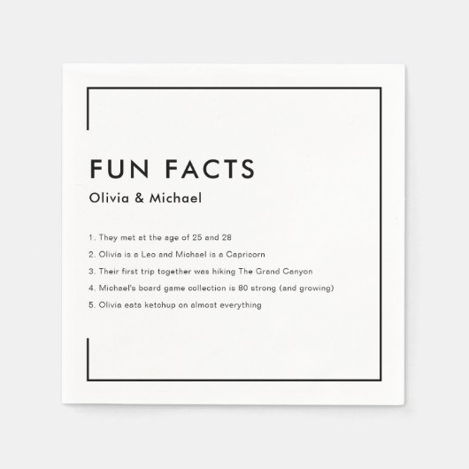 Leuke feiten Moderne chique minimalistische bruilo Servet (Voorkant)