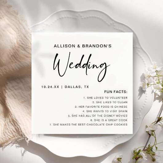 Leuke feiten Moderne chique minimalistische bruilo Servet