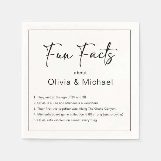 Leuke feiten Moderne chique minimalistische bruilo Servet (Voorkant)