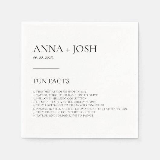 Leuke feiten Moderne Typografie Huwelijksfeest Ser Servet (Voorkant)