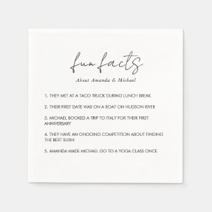 Leuke Feiten Moderne Typografie Zwart Wit Bruiloft Servet