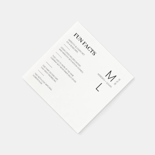 Leuke feiten monogram bruiloft servetten (Hoek)