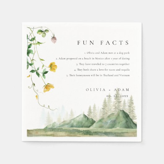 Leuke feiten Mountain Forest Boho Wildflower bruil Servet (Voorkant)