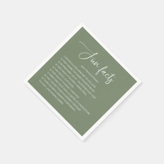 Leuke feiten over bruid en bruidegom bruiloft servet (Hoek)