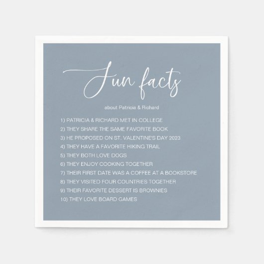 Leuke feiten over bruid en bruidegom bruiloft servet (Voorkant)